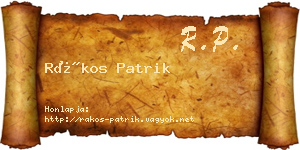 Rákos Patrik névjegykártya